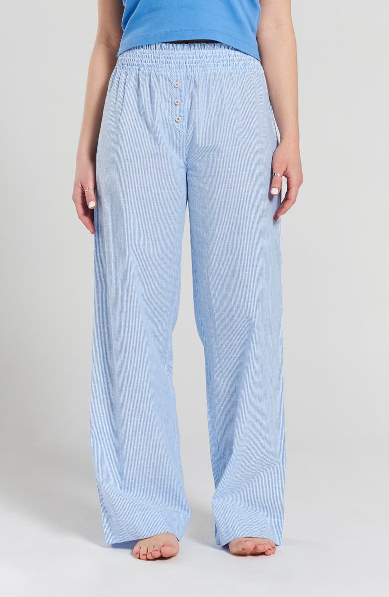 PEACHAUS Chicory Striped Woven-Cotton Pajama Pants, Main, color, Mountain Blue