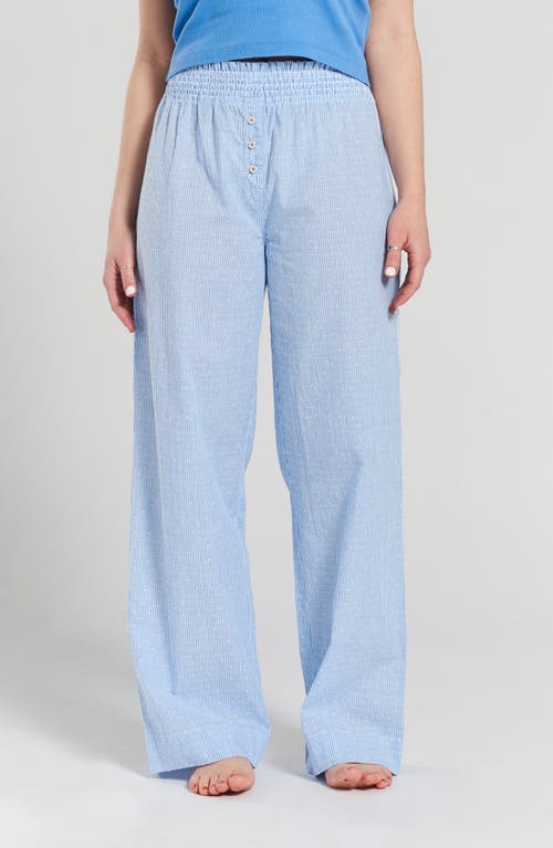PEACHAUS Chicory Striped Woven-Cotton Pajama Pants in Mountain Blue  product