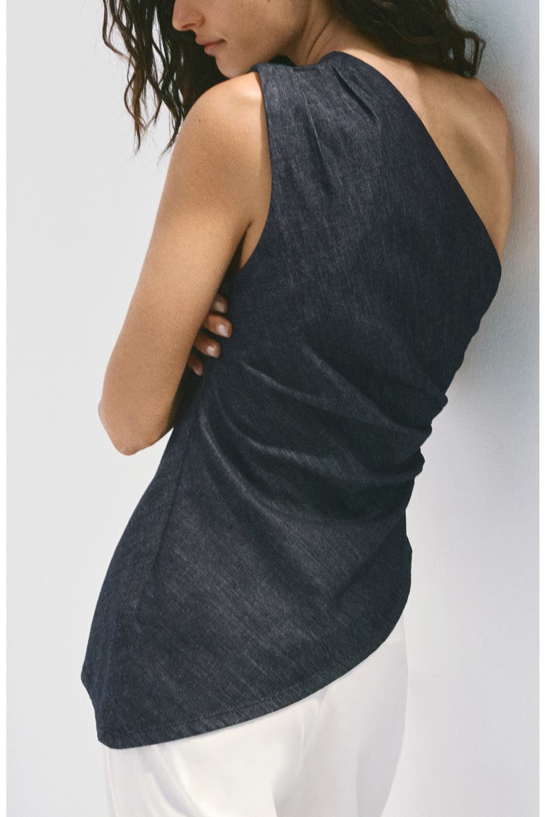 One-Shoulder Top, Alternate, color, OPEN BLUE