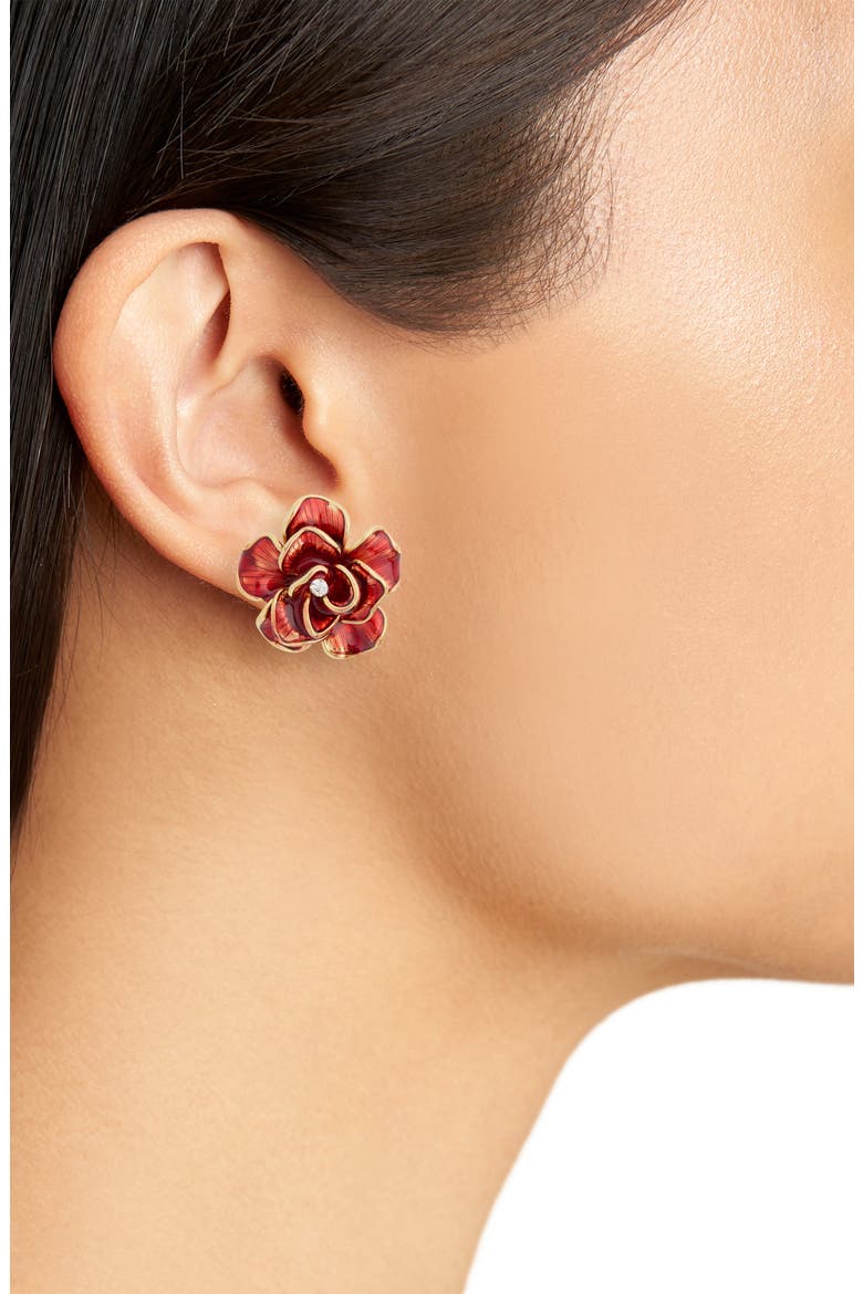 Gretta Rose Stud Earrings, Alternate, color, RED/GOLD