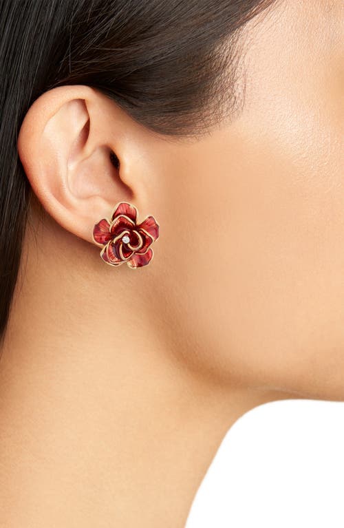 Eye Candy Los Angeles Gretta Rose Stud Earrings In Red/gold