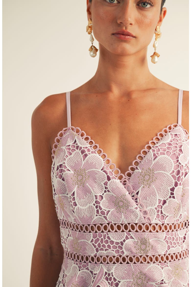 Eartha Eyelet Embroidery Midi Dress, Alternate, color, LAVENDER