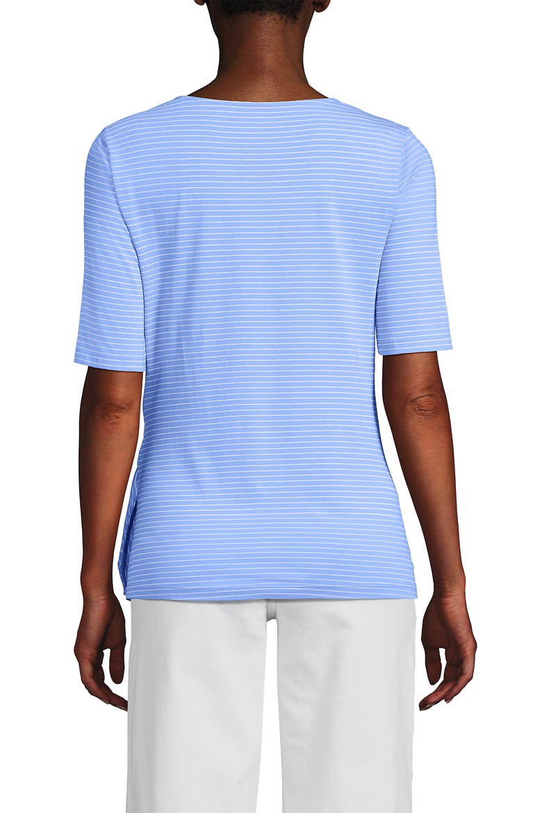 Lightweight Jersey Tie Front Top, Alternate, color, Clear Blue Sky Thin Stripe