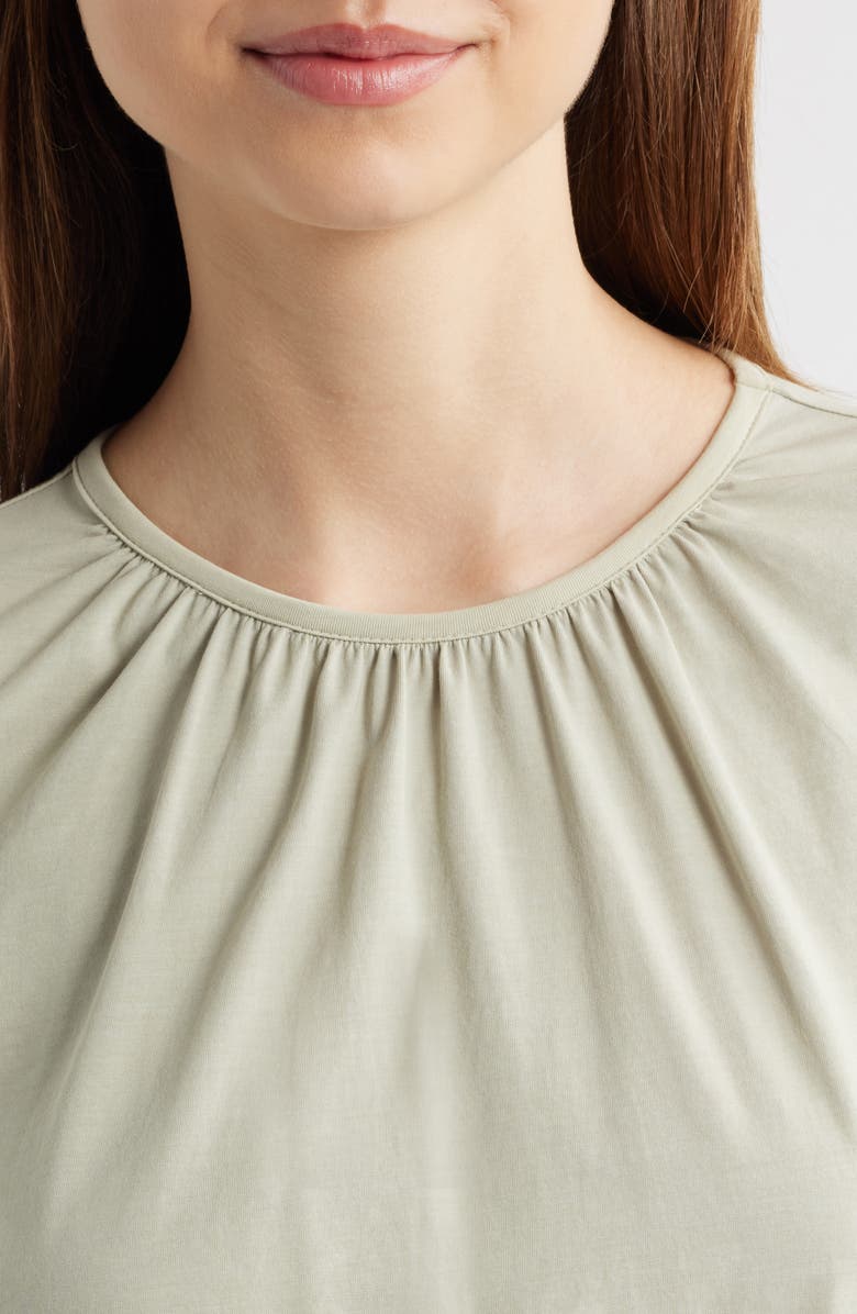 FRAME Gathered Cotton Blend T-Shirt, Alternate, color, Soft Mint