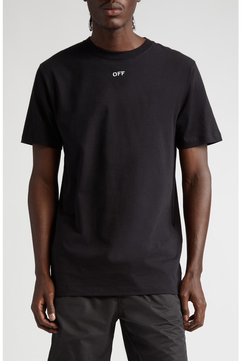 Embroidered Arrow Cotton T-Shirt, Main, color, BLACK
