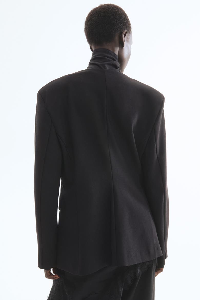 Collarless Jersey Blazer, Alternate, color, Black
