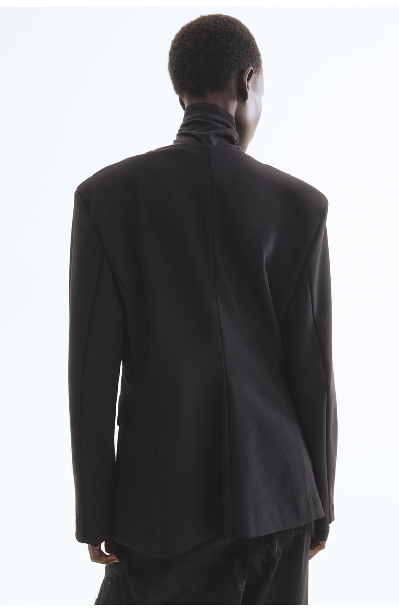 H&M Collarless Jersey Blazer, Alternate, color, Black