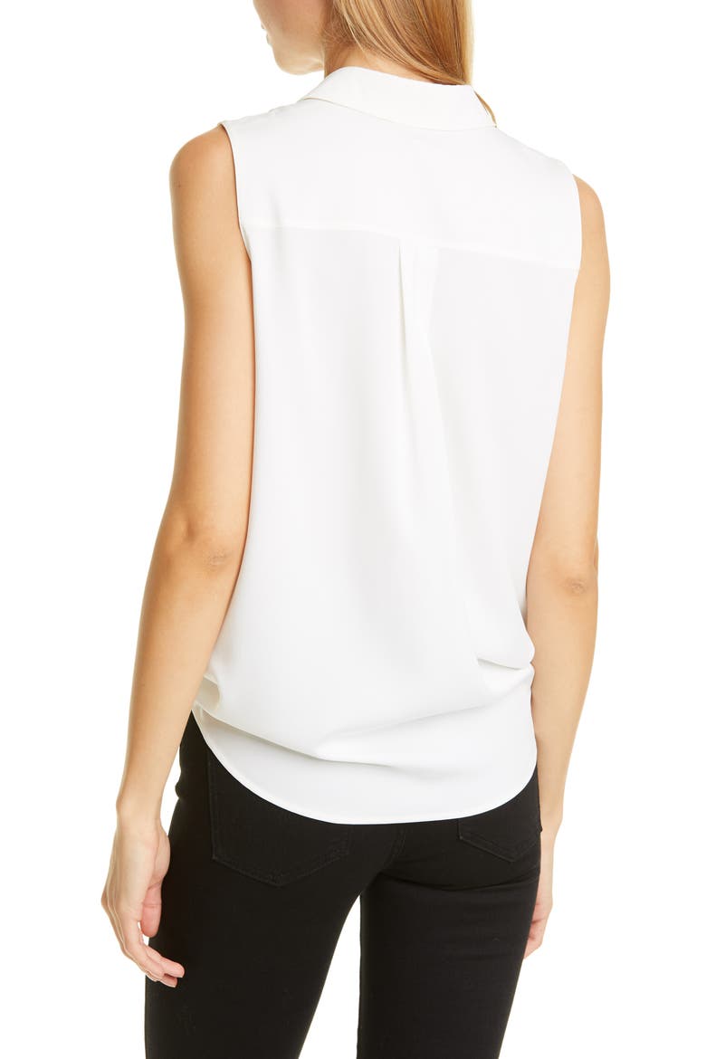 Sleeveless Stretch Silk Shirt, Alternate, color, IVORY CLOUD