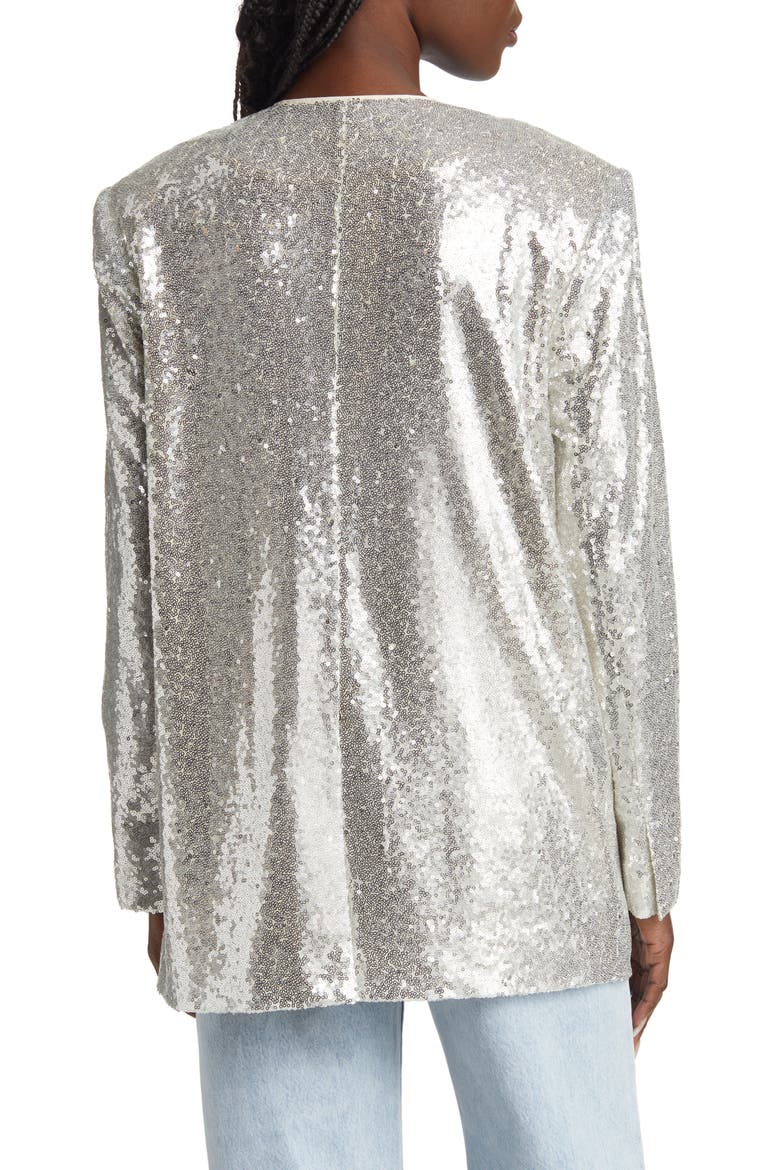 Sequin Blazer, Alternate, color, BEIGE- SILVER