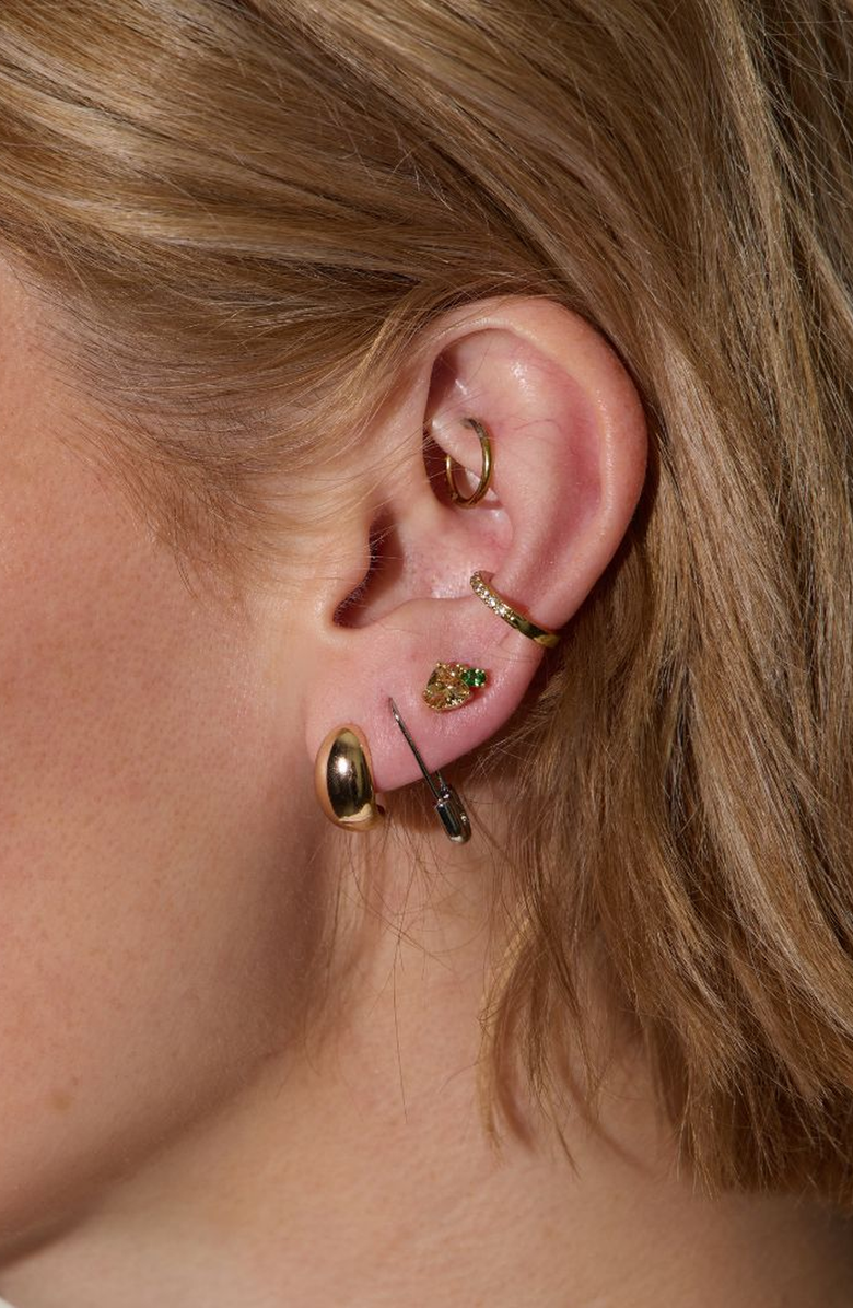 Nickel & Suede Dome Stud Earrings, Alternate, color, Gold