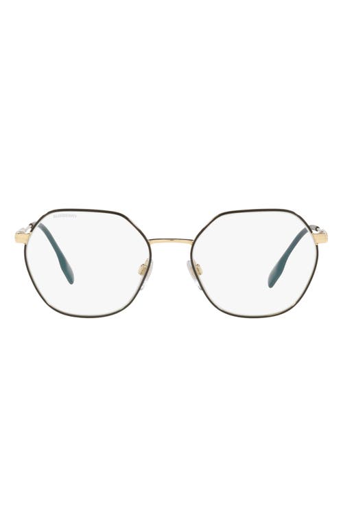 Burberry 54mm Irregular Blue Light Blocking Glasses In Gold