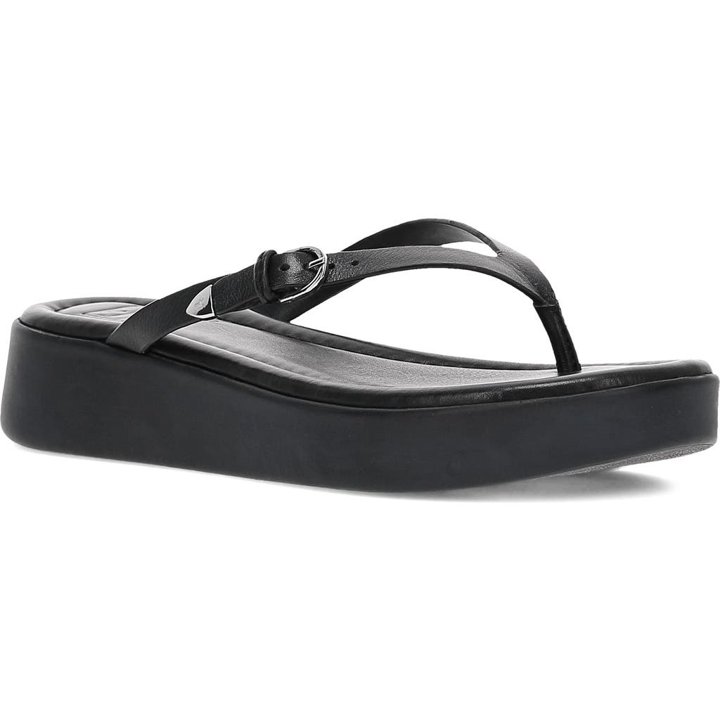 Frye Maya Buckle Platform Flip Flop In Black