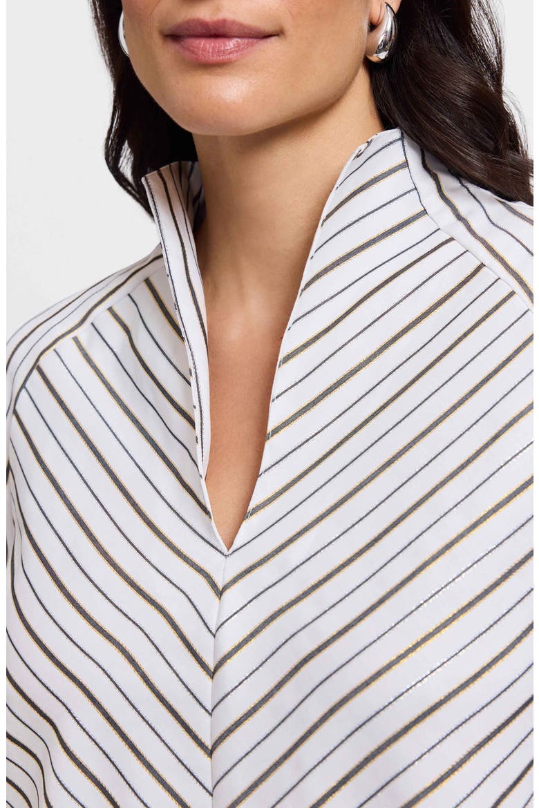 Daphne Stripe Metallic Stretch Popover Shirt, Alternate, color, WHITE/ MULTI