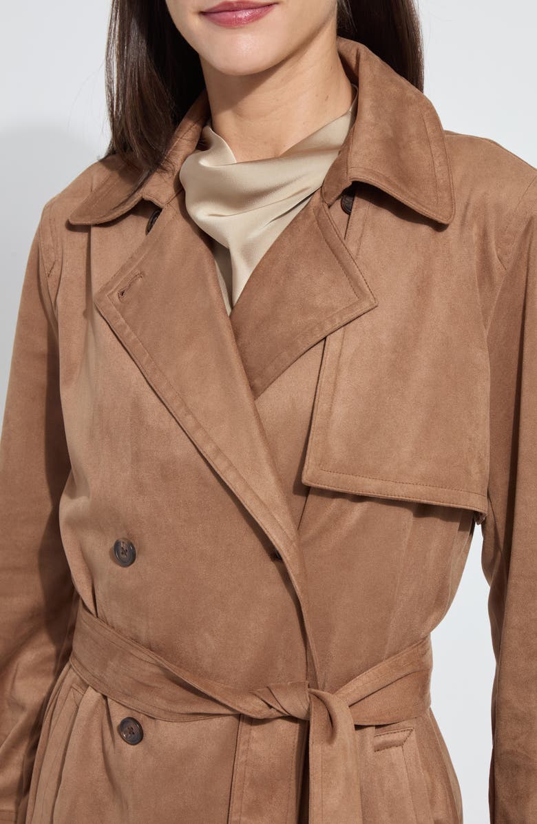 Lysse Agatha Faux Suede Trench Coat, Alternate, color, Lux Camel