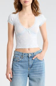 BDG Urban Outfitters Bella Lace Trim Crop T-Shirt