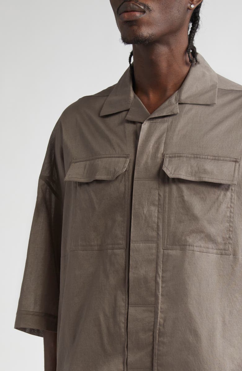 Rick Owens Magnum Tommy Oversize Stretch Cotton Camp Shirt, Alternate, color, 