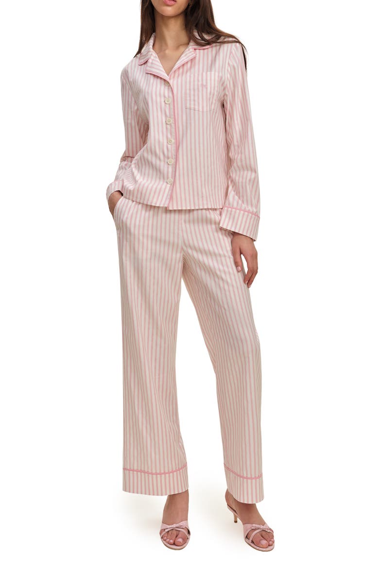 Coco Contrast Piping Stretch Organic Cotton Pajamas, Main, color, HUMMINGBIRD STRIPE