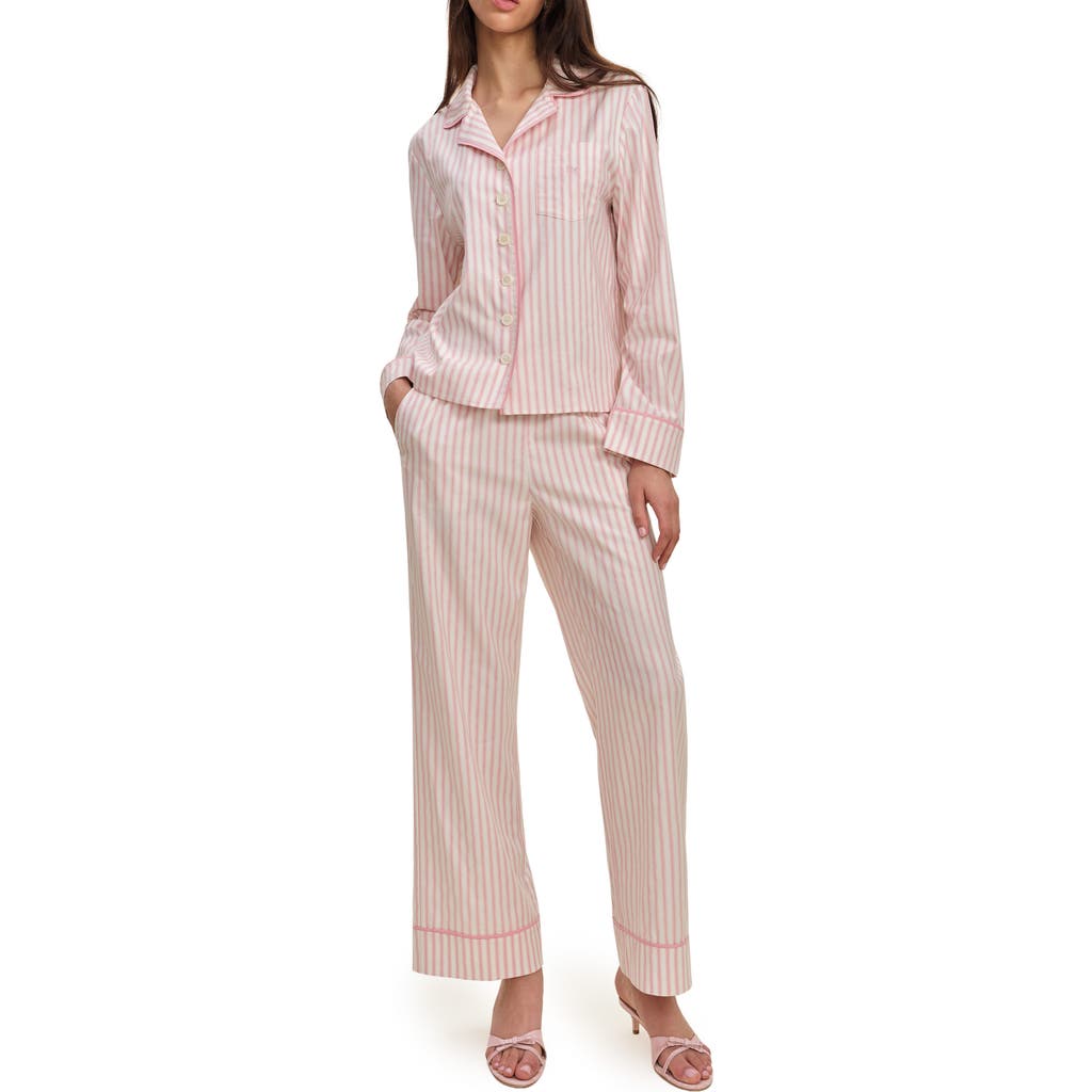 Reformation Coco Contrast Piping Stretch Organic Cotton Pajamas In Pink