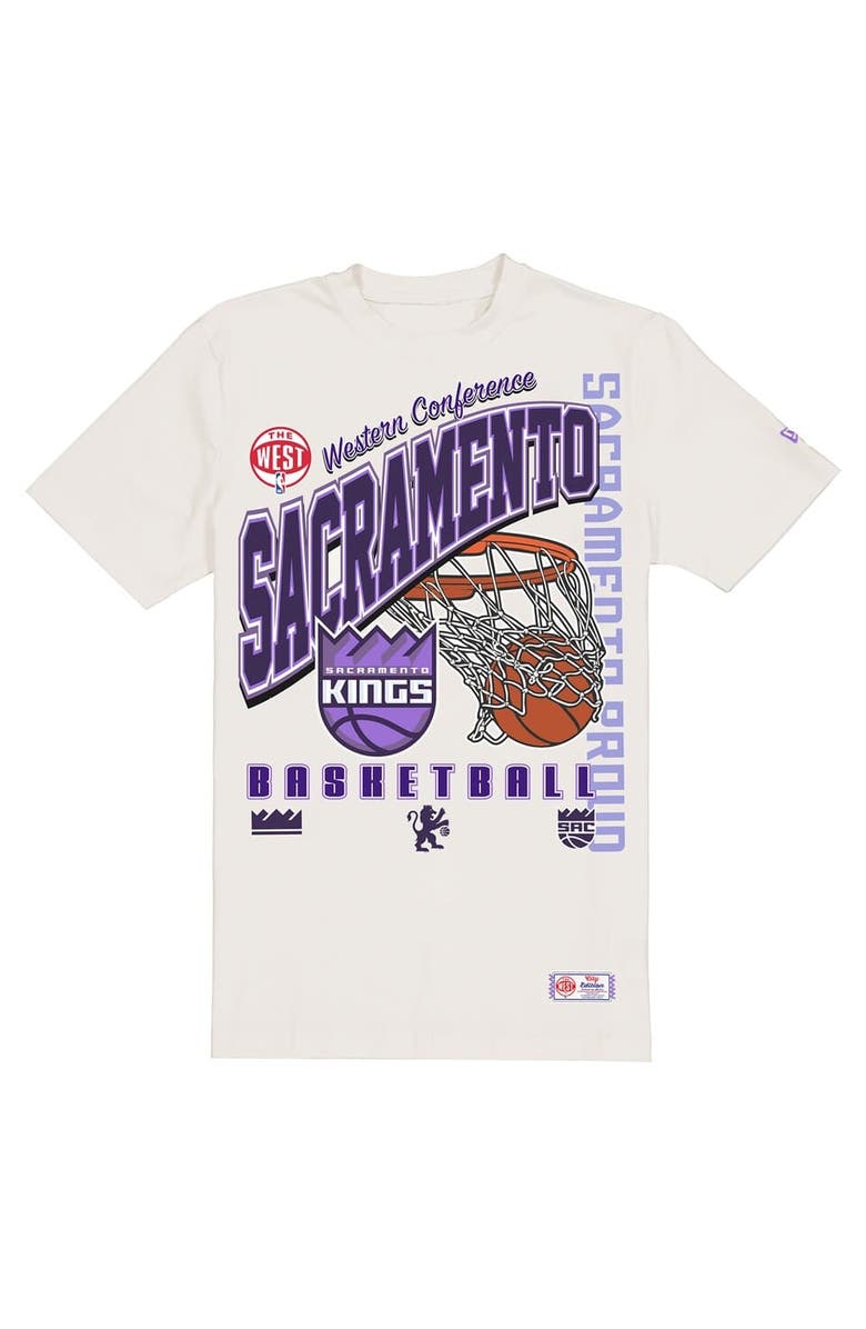 New Era Men's New Era Cream Sacramento Kings Oversized City Edition Remix Vintage T-Shirt, Alternate, color, Cream