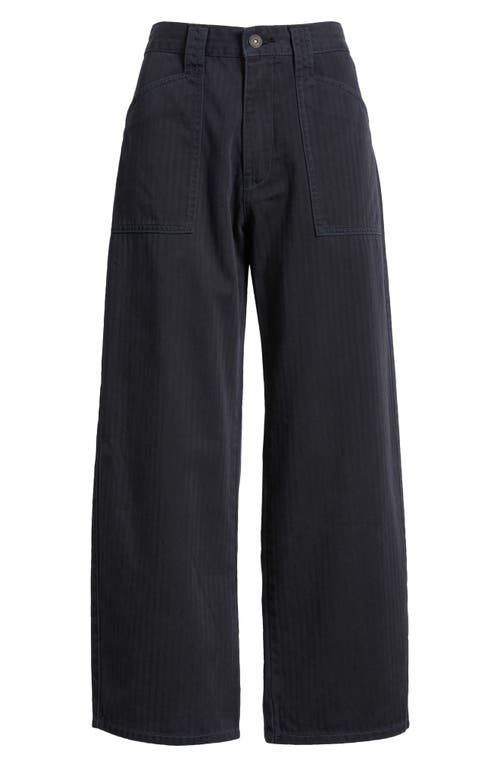 Moussy Vintage Crotona Utility Cotton Ankle Pants In Navy
