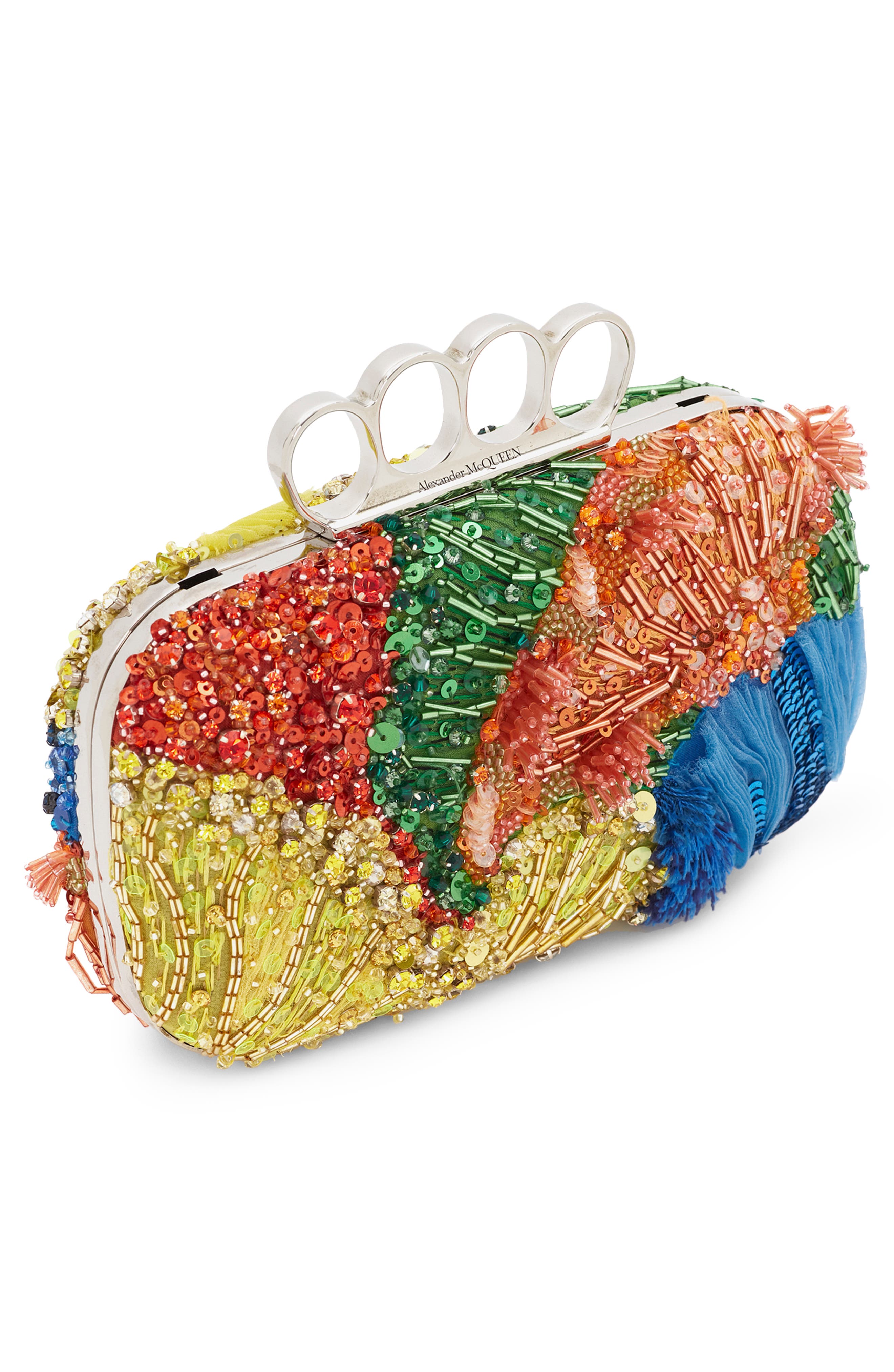 McQueen Embellished Four Ring Box Clutch, Alternate, color, 