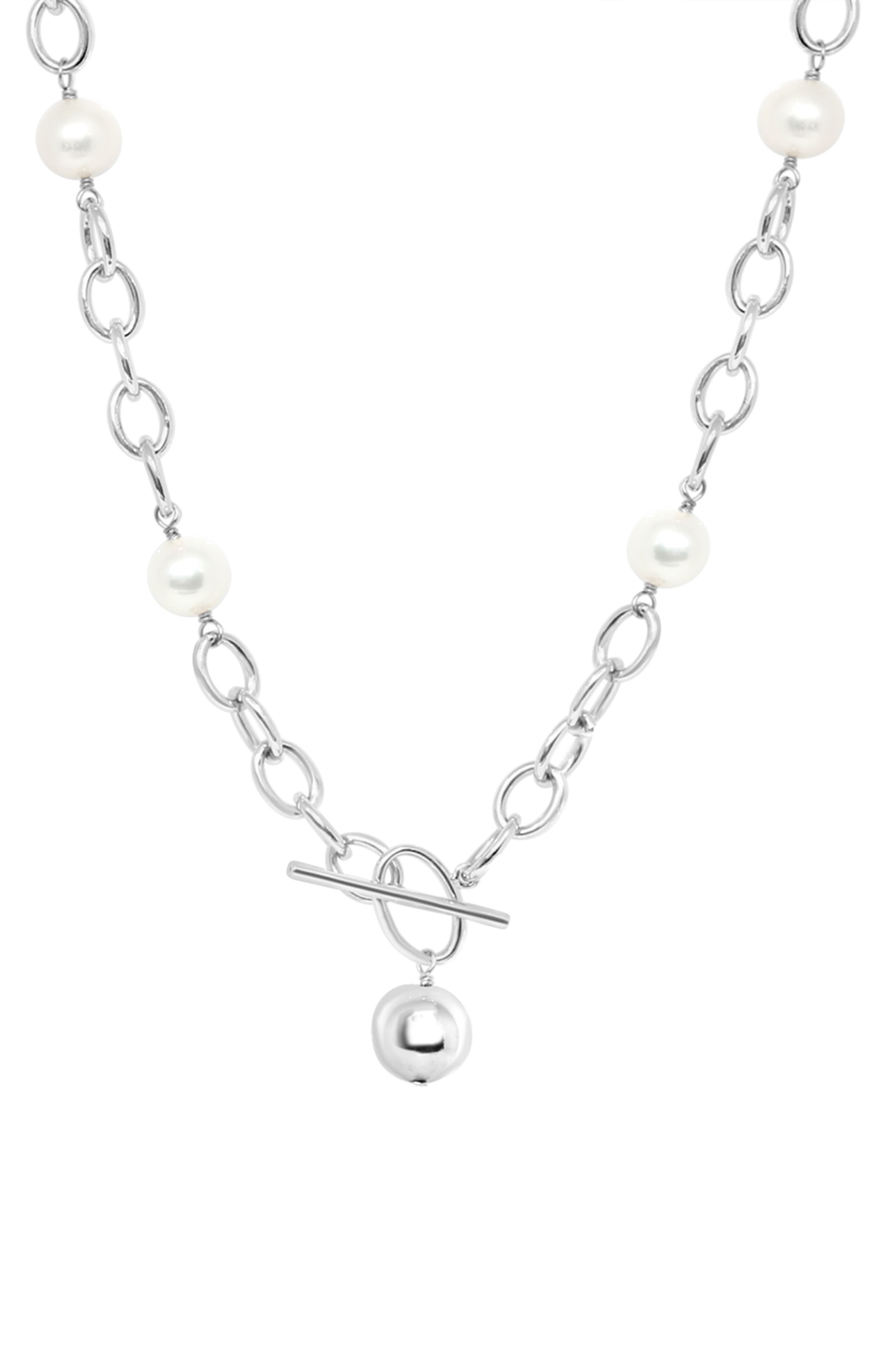 EFFY Sterling Silver Freshwater Pearl Toggle Necklace