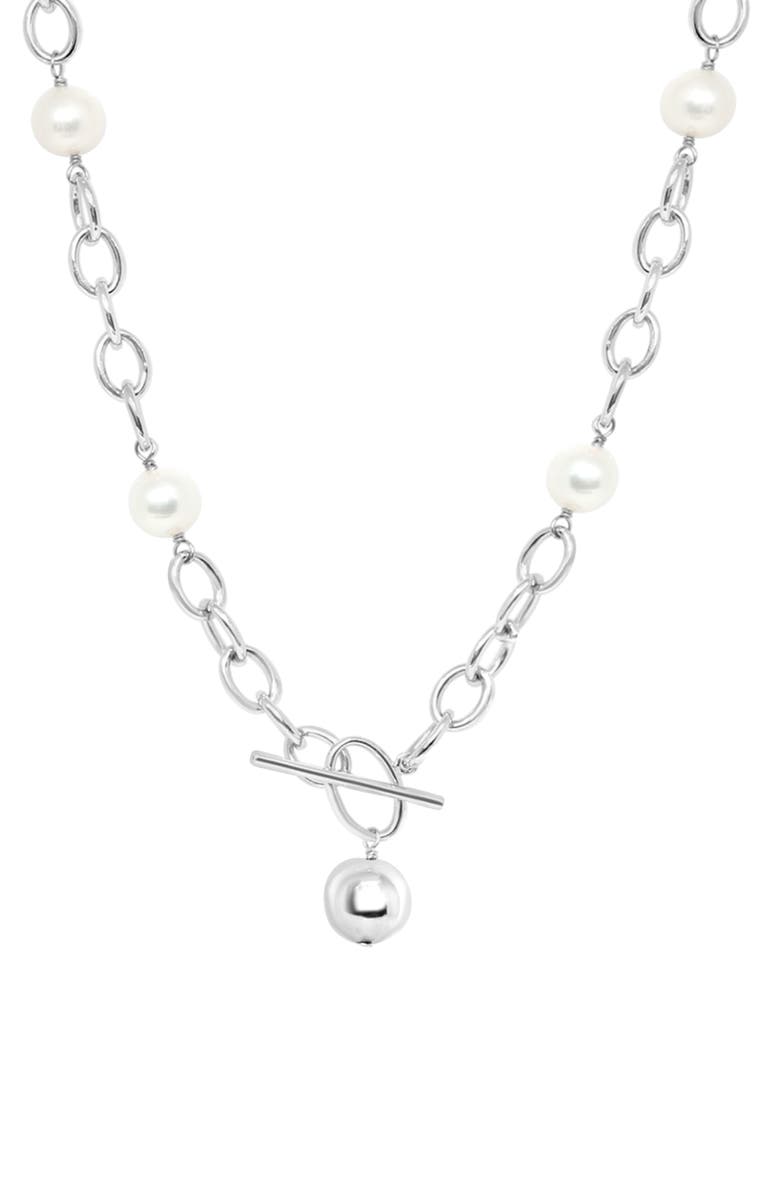 EFFY Sterling Silver Freshwater Pearl Toggle Necklace, Main, color, 