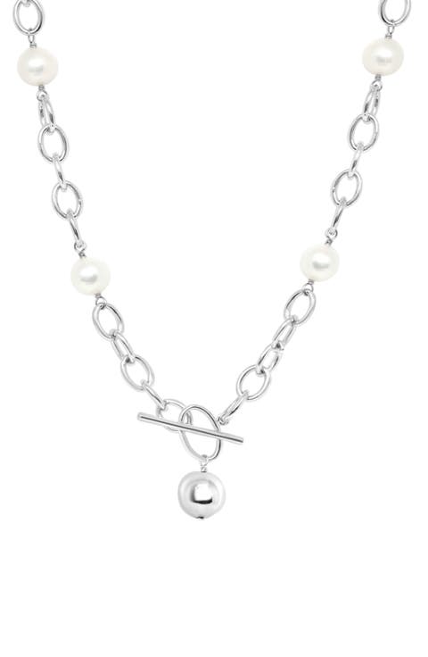 Sterling Silver Freshwater Pearl Toggle Necklace