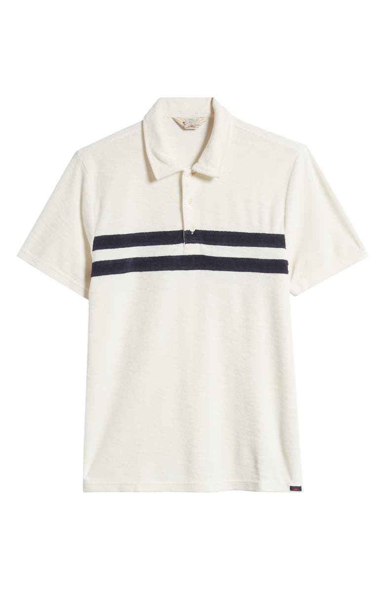Faherty Cabana Surf Stripe Terry Cloth Polo, Alternate, color, Vintage White