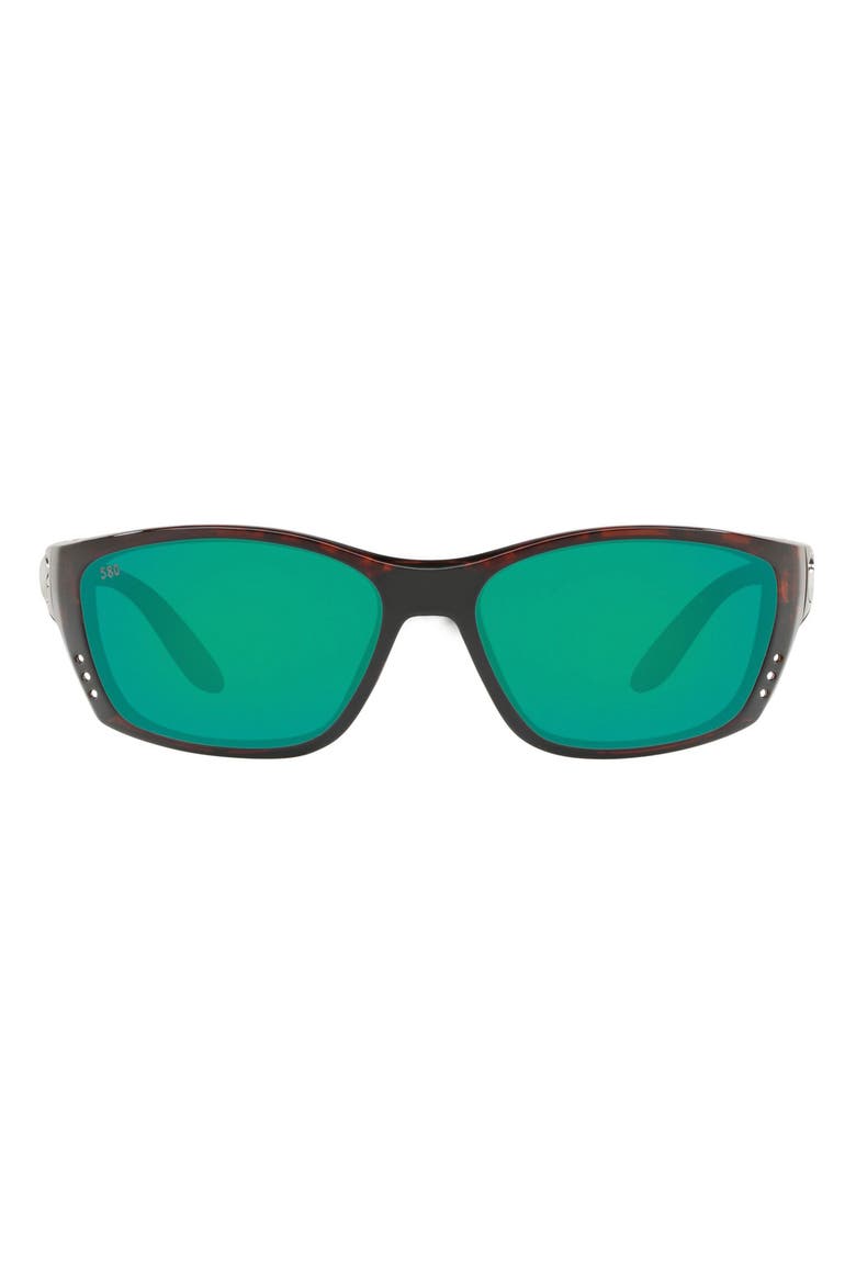 64mm Oversize Polarized Rectangular Sunglasses, Main, color, TORT