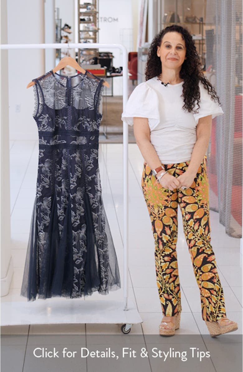 Serenity Floral Jacquard Godet Pleat Cocktail Midi Dress, sales video thumbnail