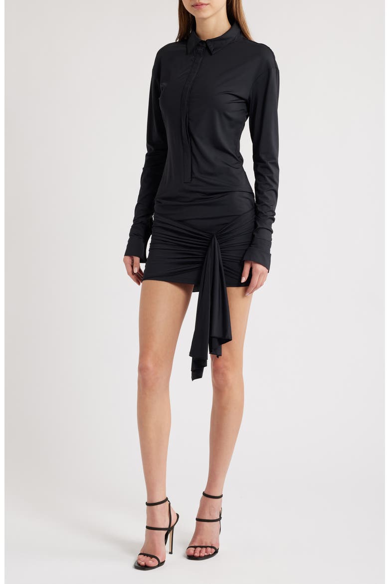Soho Long Sleeve Mini Shirtdress, Main, color, ONYX