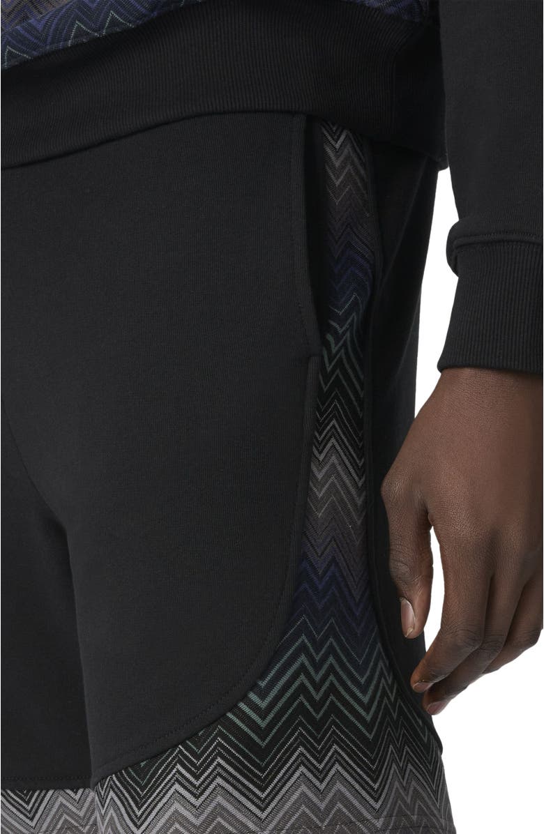Missoni Fleece Shorts With Zigzag Insert, Alternate, color, Black
