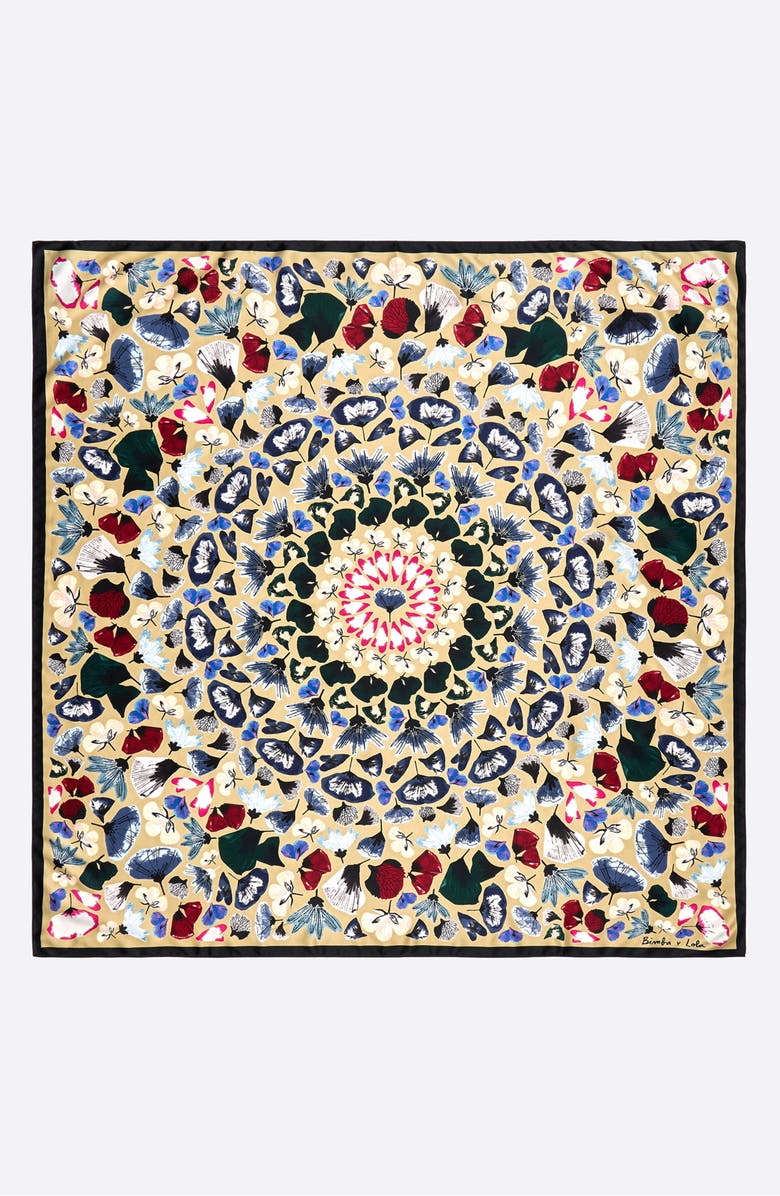 Bimba y Lola Kaleidoscopic Flowers Scarf, Main, color, Taupe