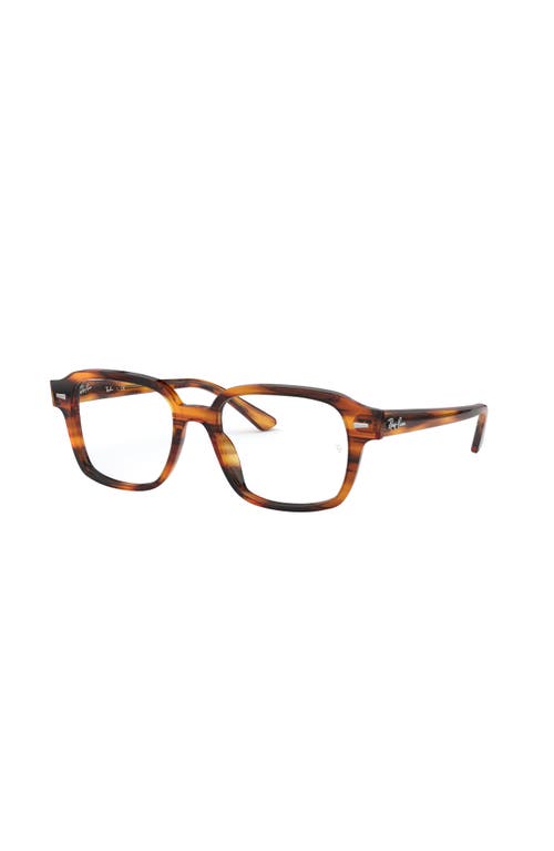 Ray Ban Ray-ban 52mm Square Optical Glasses In Brown
