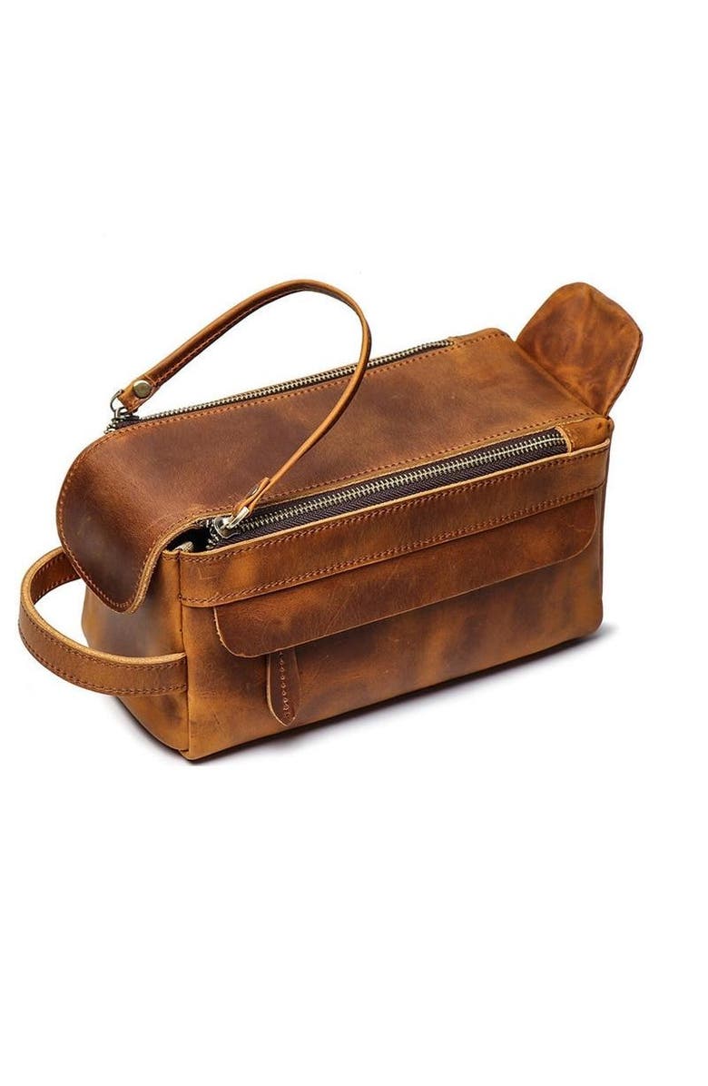 STEEL HORSE LEATHER Dado Leather Dopp Kit | Handmade Leather Toiletry Bag, Alternate, color, Brown