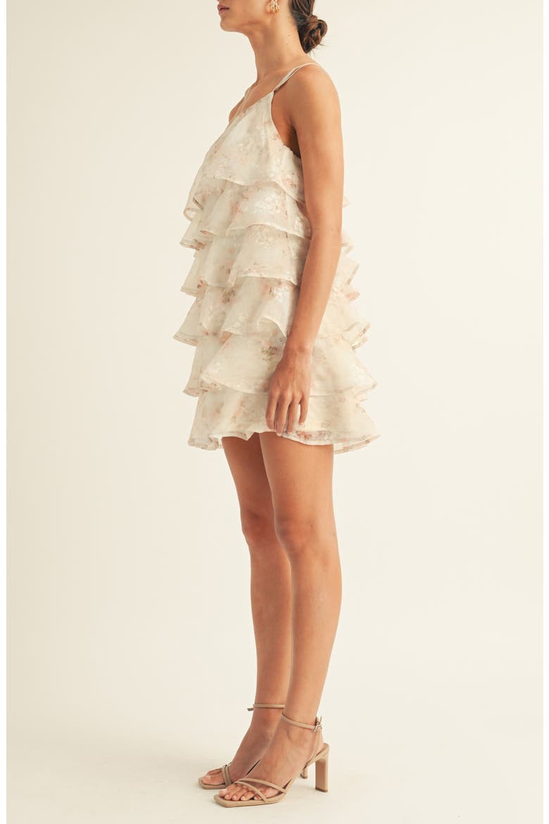 Olivia One-Shoulder Tiered Cocktail Minidress, Alternate, color, IVORY/ LIGHT PINK