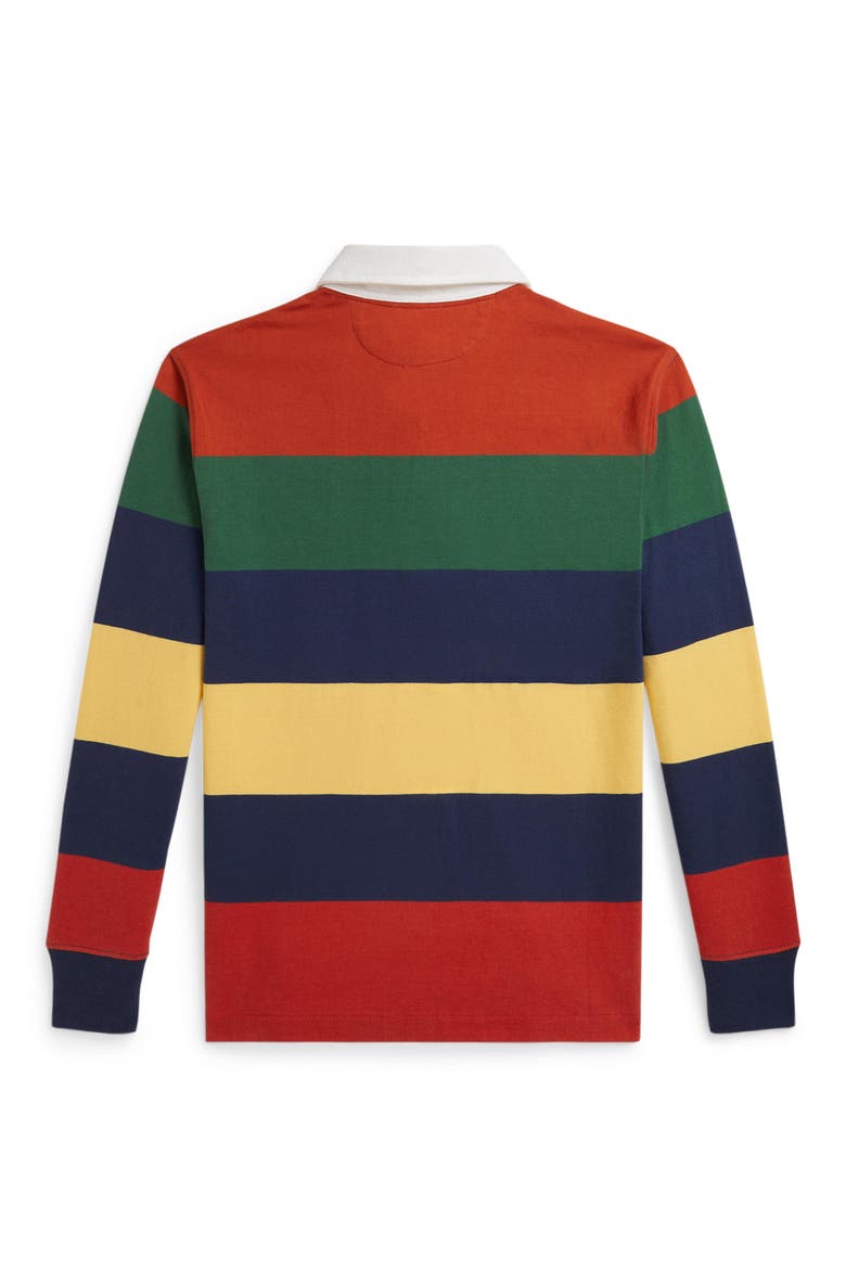 Kids' Cotton Jersey Rugby Shirt, Alternate, color, POST RED MULTI