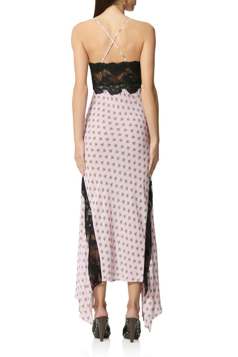 Vince Crocus Scarf Print Lace Detail Slipdress, Alternate, color, CROCUS FOULARD