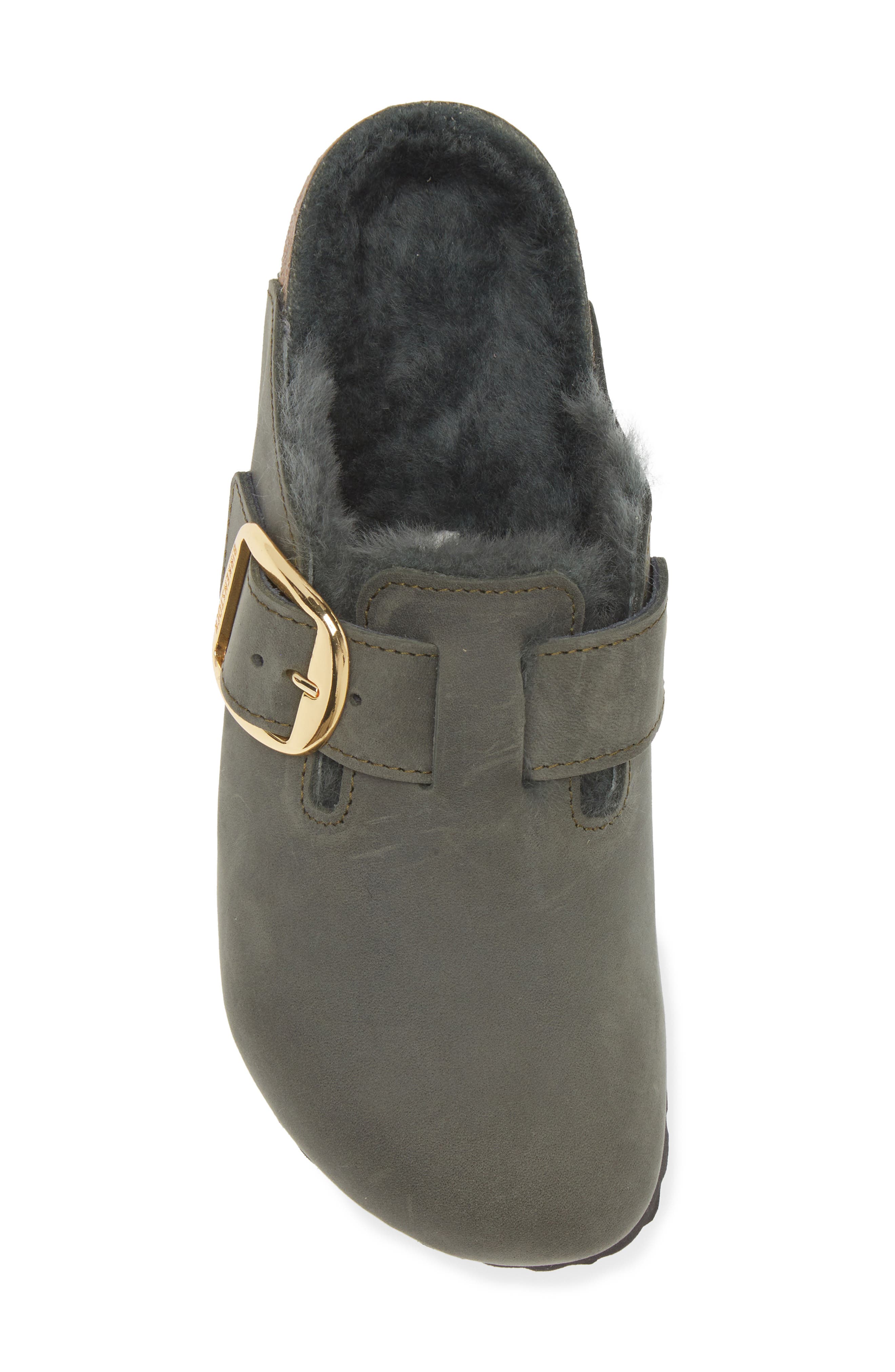 Boston Big Buckle Genuine Shearling Lined Clog, Alternate, color, THYME