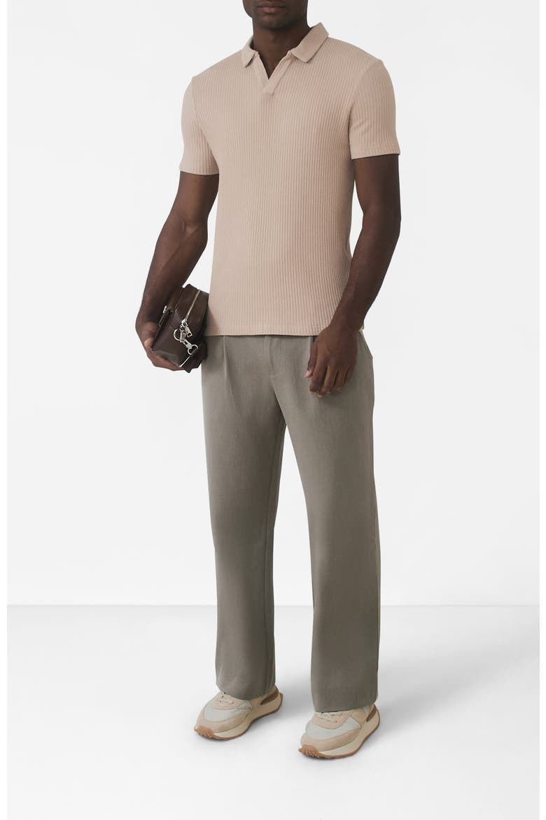 Elysee Slim Ribbed Revere Polo, Alternate, color, Light Beige
