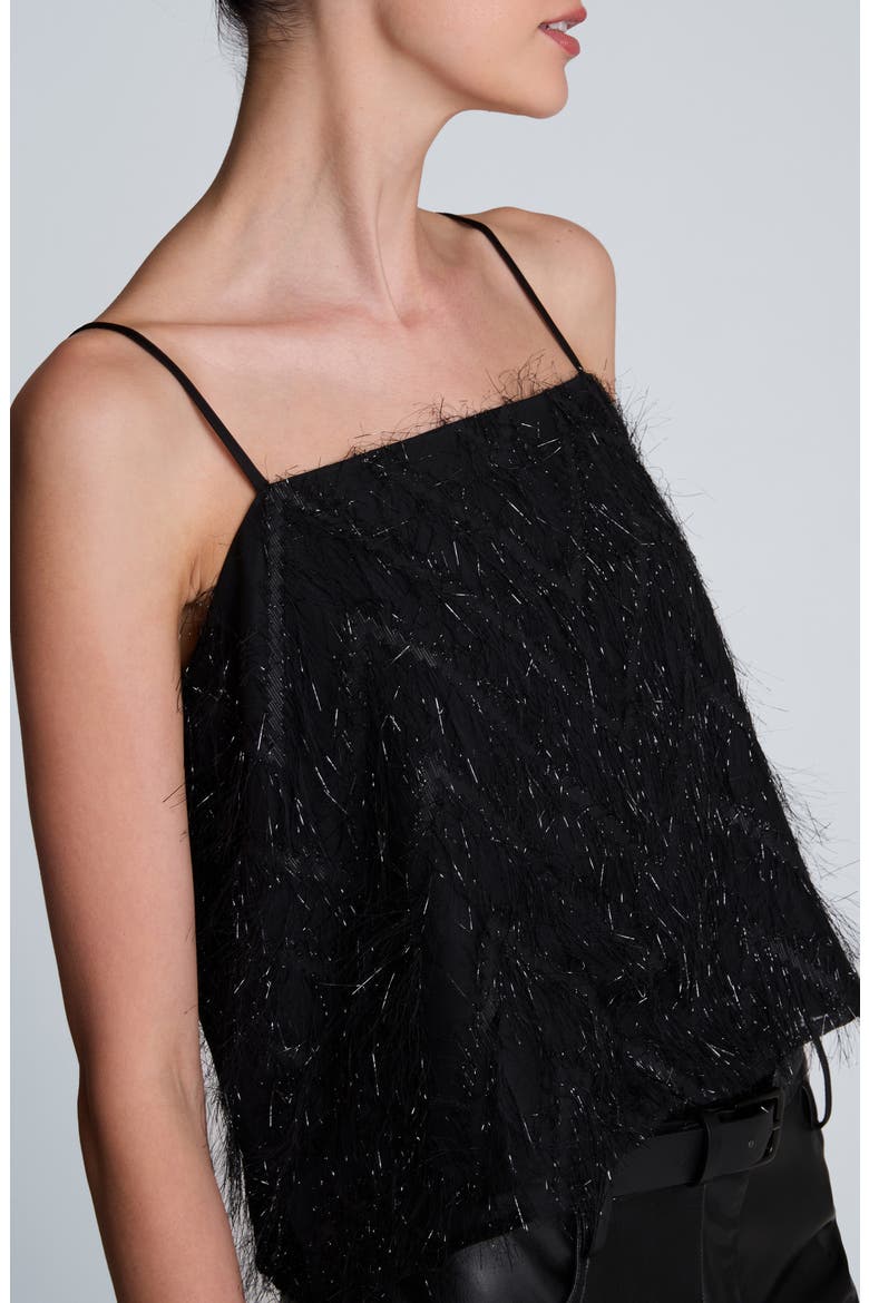Chevron Fringe Crop Cami, Alternate, color, BLACK