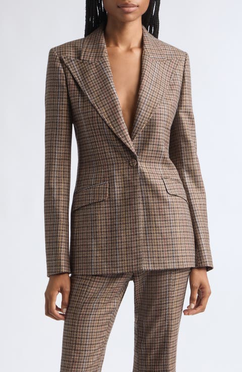 Leiva Check Wool & Silk Jacket