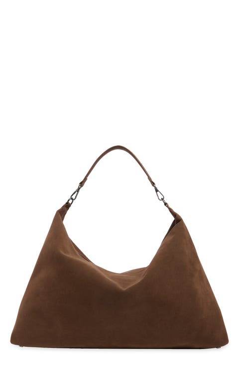 Faux Suede Hobo Bag