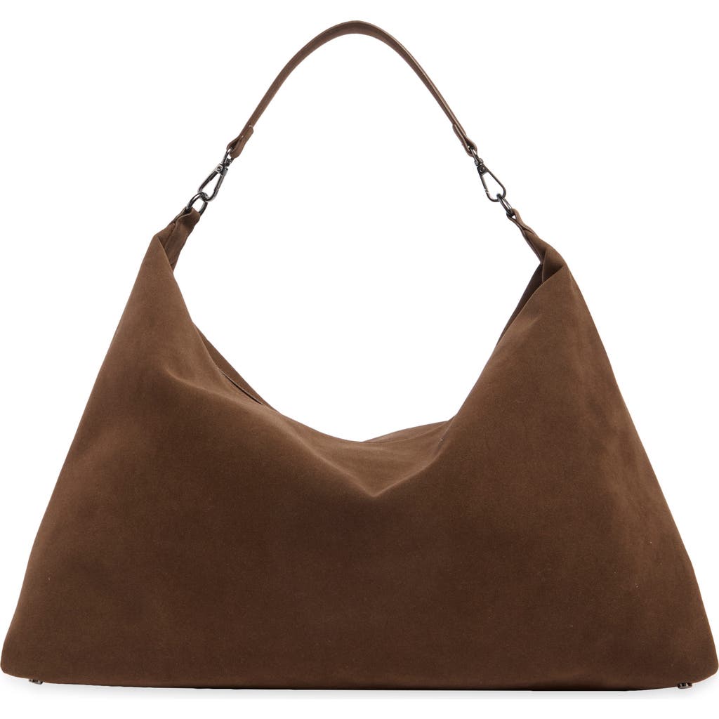 Bcbg Faux Suede Hobo Bag In Chocolate