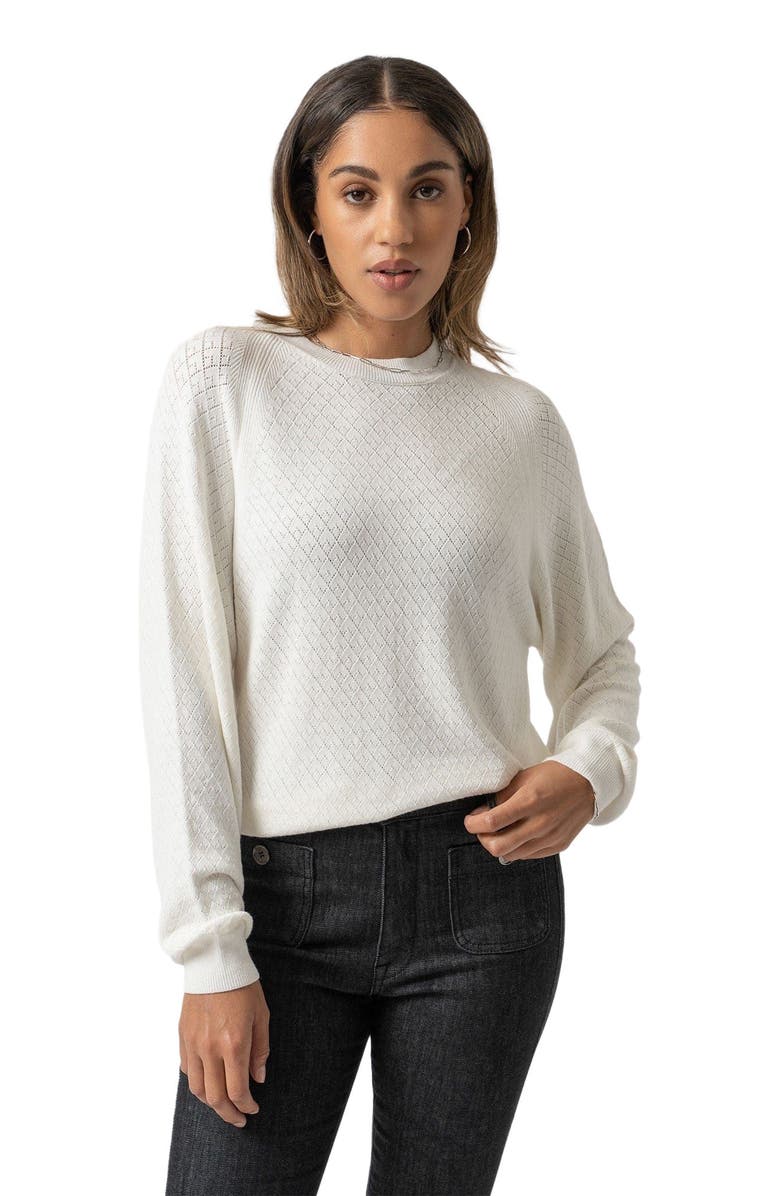Saint + Sofia Diamond Knit Sweater, Main, color, White