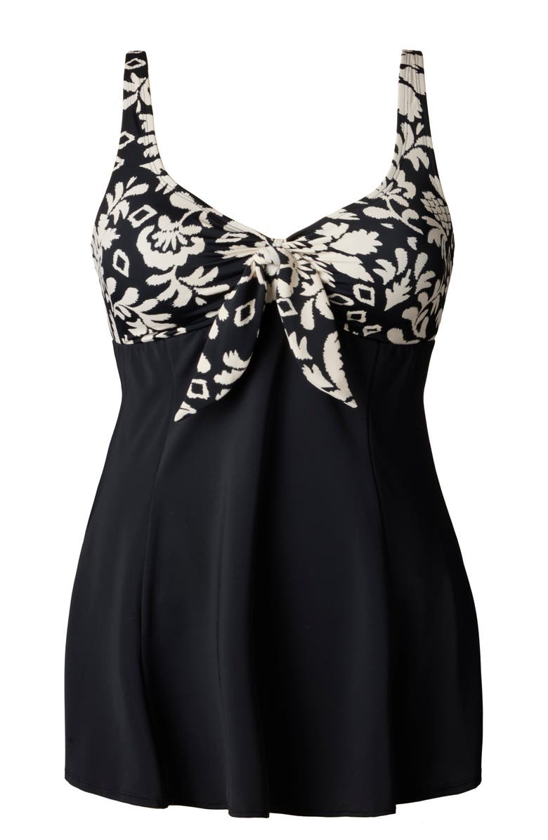 ShapeSolver Bow Front Swim Dress, Alternate, color, Palm Royale