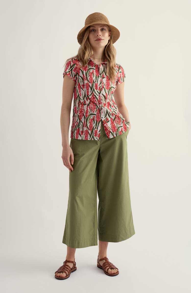 Seasalt Cornwall Rushmaker Floral Organic Cotton Voile Button-Up Shirt, Alternate, color, Red Hot Poker Chalk