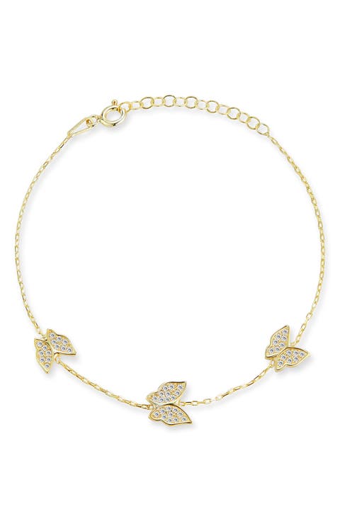 Pavé CZ Butterfly Station Bracelet
