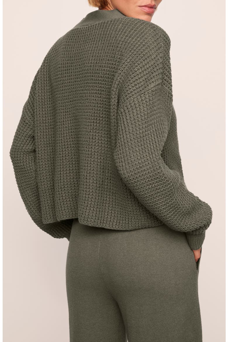 Waffle Knit Crop Cardigan, Alternate, color, SMOKEY OLIVE